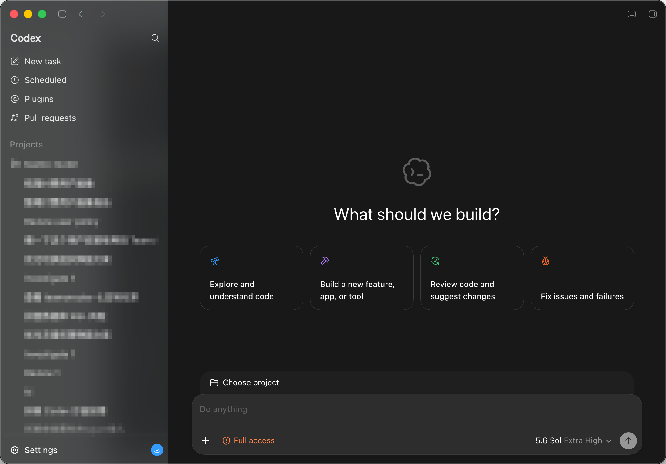 Codex Desktop after connecting to TeamoRouter.